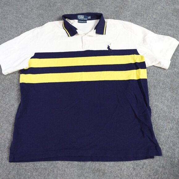 Polo Ralph Lauren Polo Shirt XL Blue Color Block Moisture Management Pima Cotton - Picture 1 of 7
